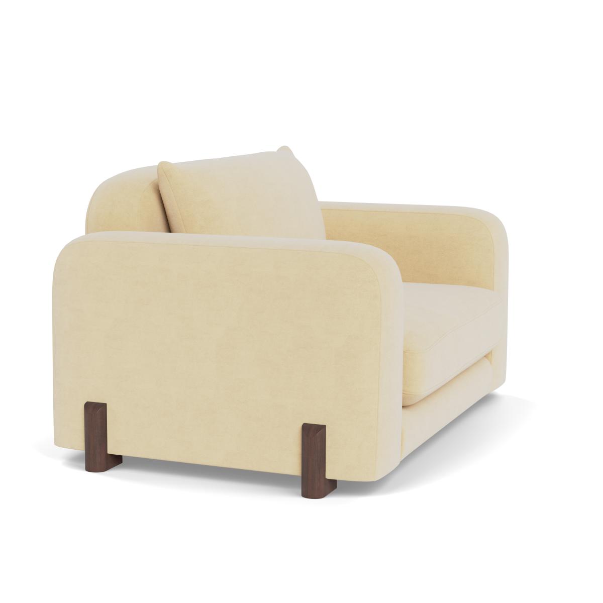 Heal's Nuvola Loveseat Smart Luxe Velvet Biscuit Walnut Stained Feet – image 2
