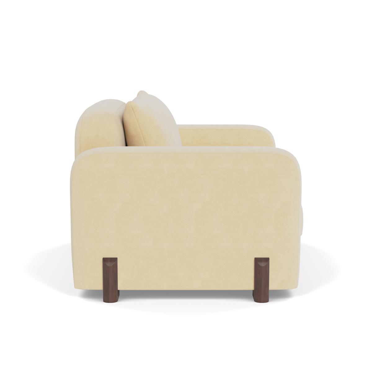 Heal's Nuvola Loveseat Smart Luxe Velvet Biscuit Walnut Stained Feet – image 3