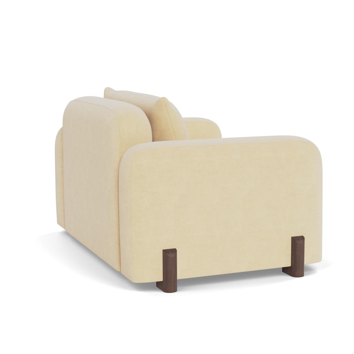 Heal's Nuvola Loveseat Smart Luxe Velvet Biscuit Walnut Stained Feet – image 4