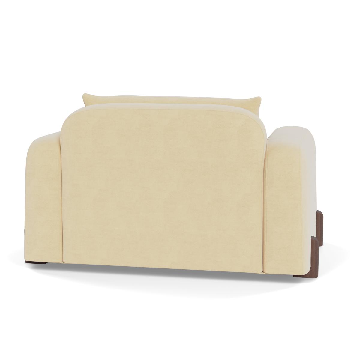 Heal's Nuvola Loveseat Smart Luxe Velvet Biscuit Walnut Stained Feet – image 5