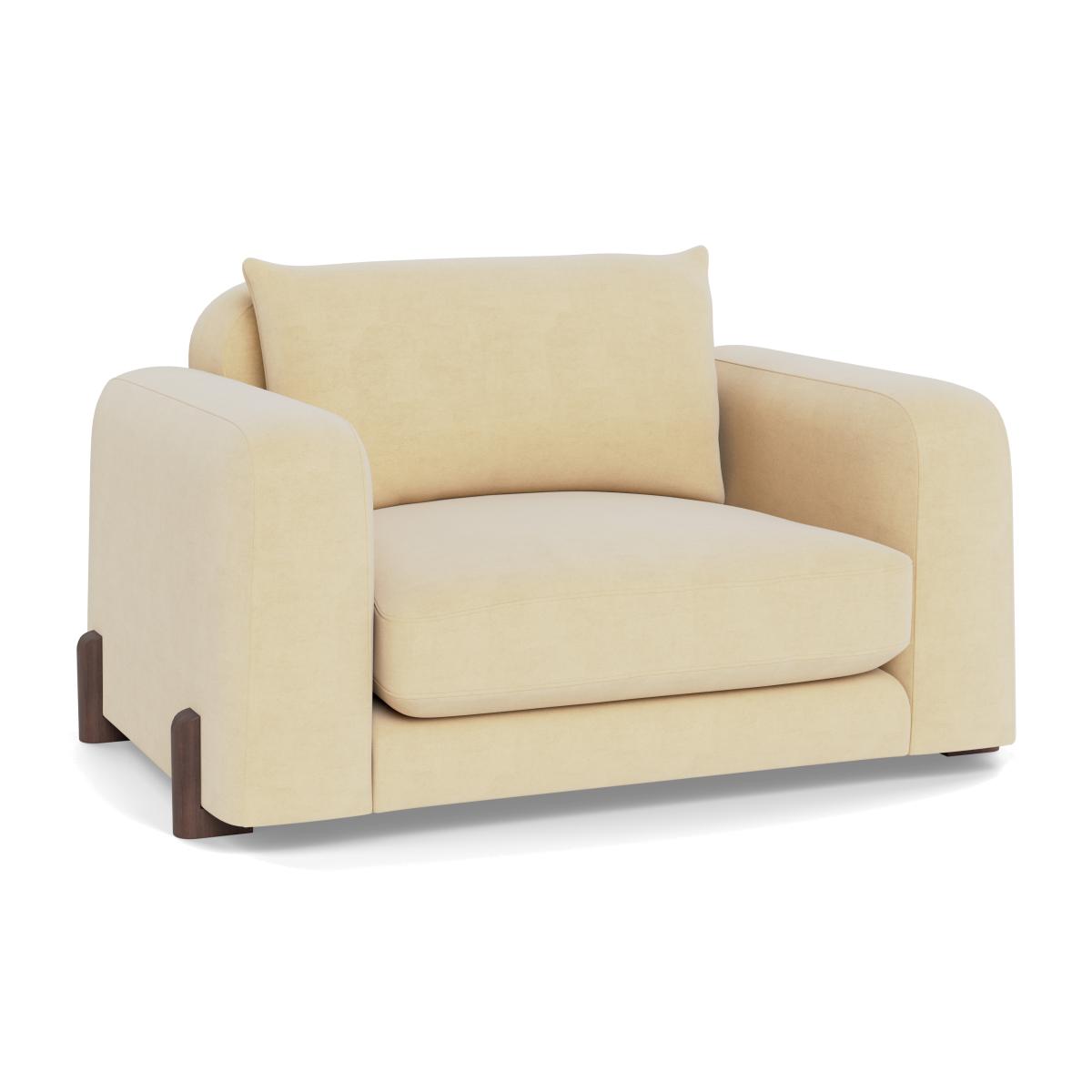 Heal's Nuvola Loveseat Smart Luxe Velvet Biscuit Walnut Stained Feet – image 1