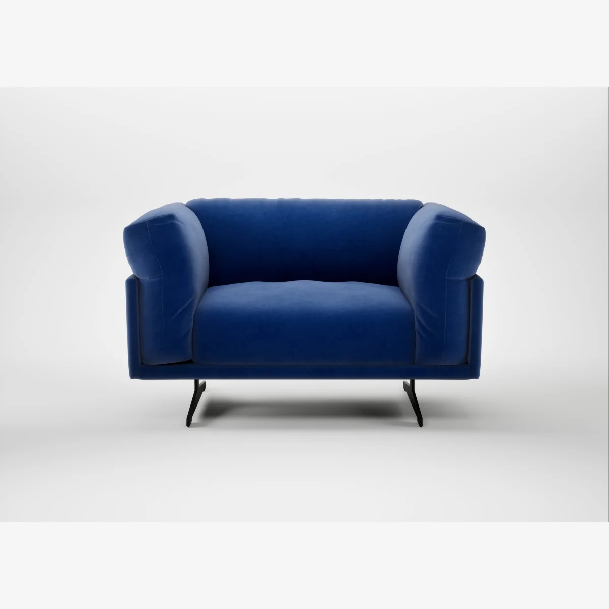 Heal's Novara Loveseat Smart Luxe Velvet Azure Black Feet – image 1