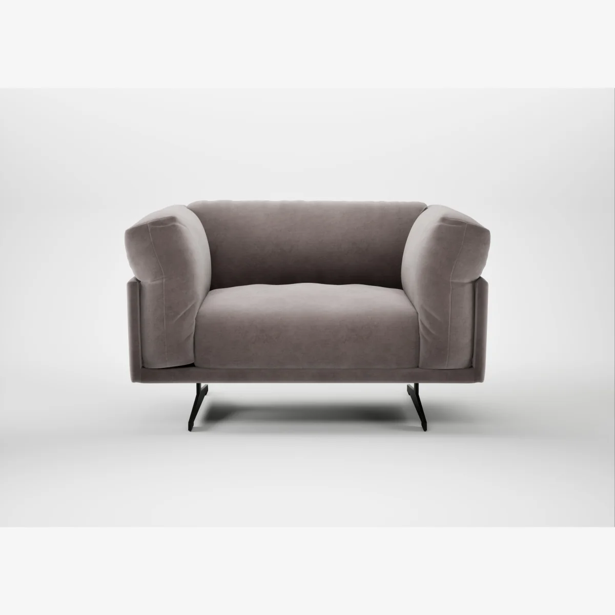 Heal's Novara Loveseat Smart Luxe Velvet Mushroom Black Feet – image 1