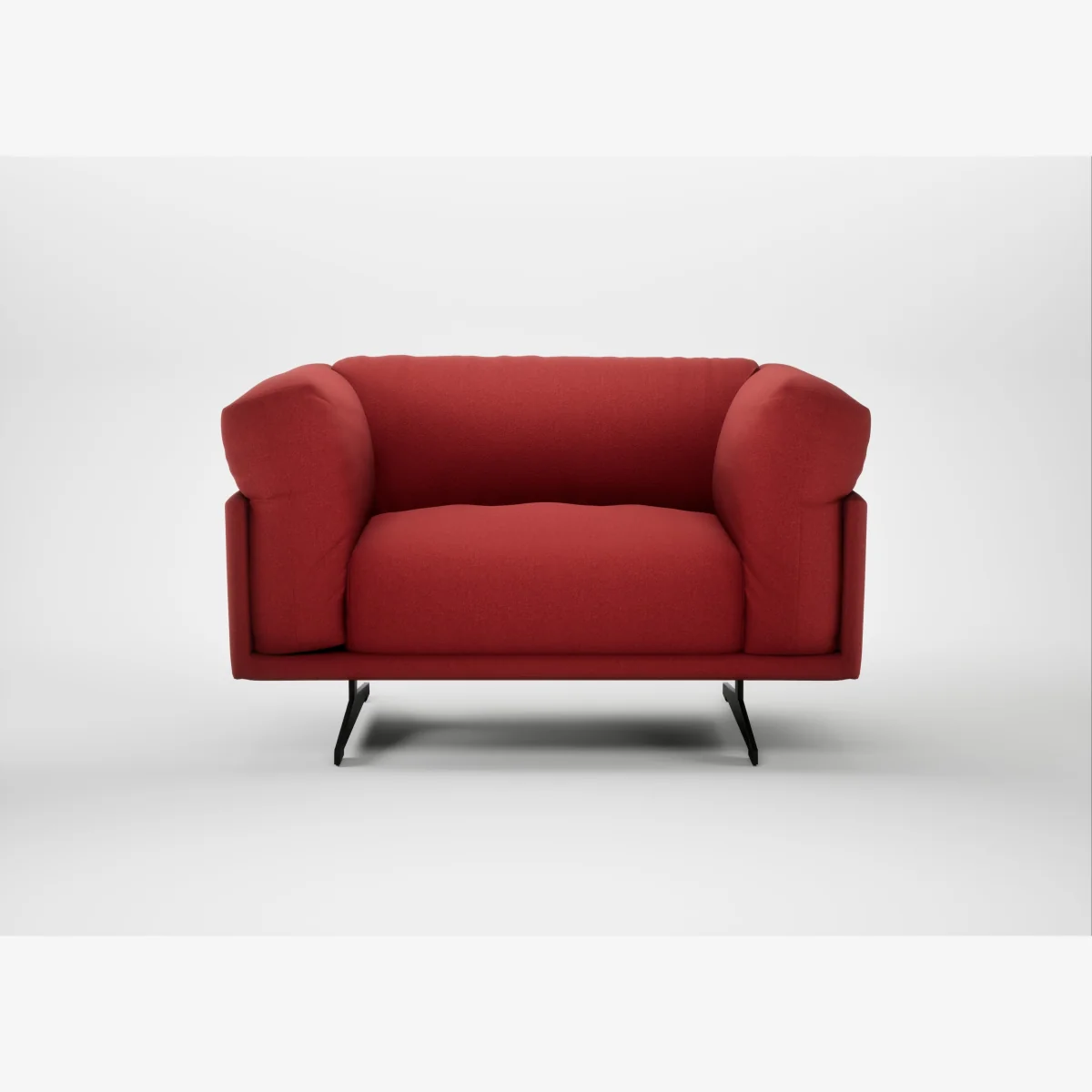 Heal's Novara Loveseat Melton Wool Red Oxide Black Feet – image 1