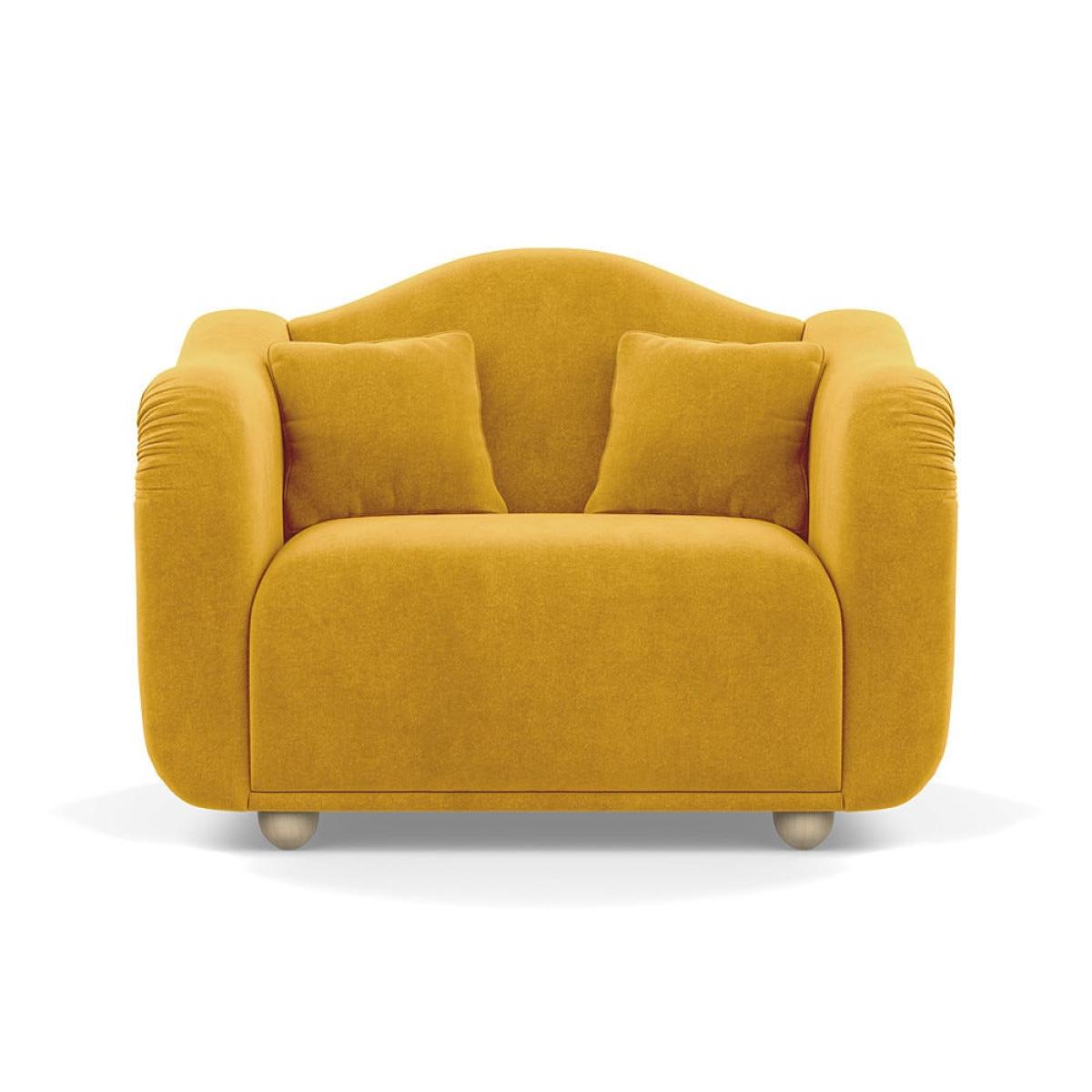 Heal's Tetbury Loveseat Smart Luxe Velvet Canary Natural Beech Feet – image 2