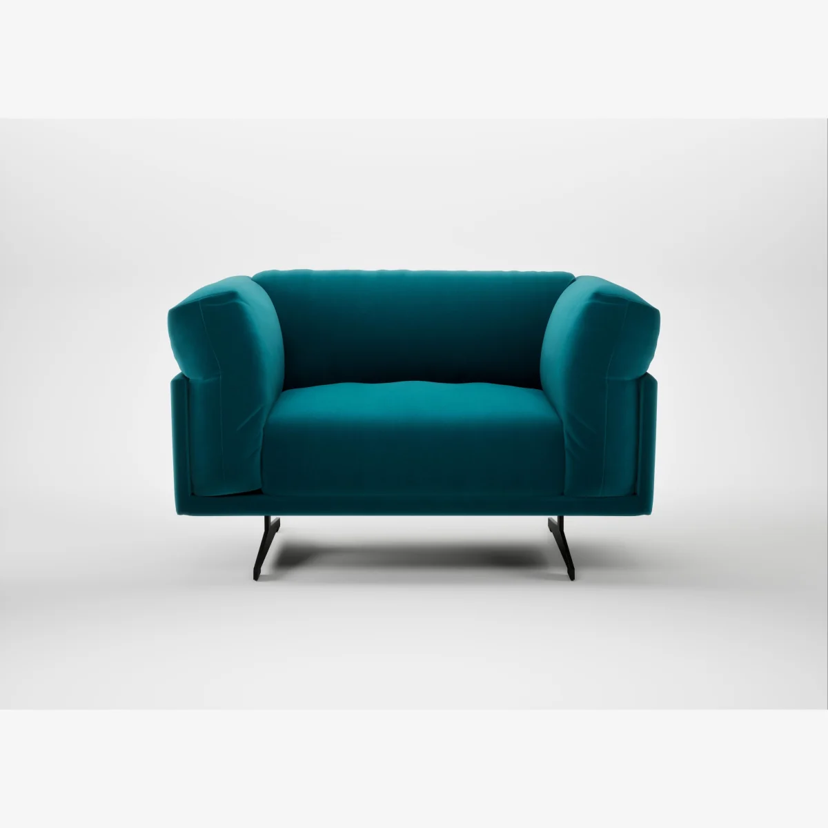 Heal's Novara Loveseat Cotton Velvet Teal Black Feet – image 1