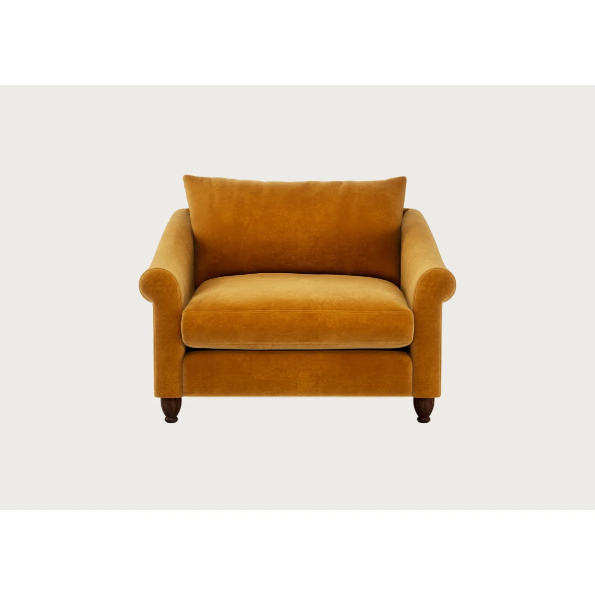 Heal's Devon Loveseat Wool Velvet Camel Walnut Stained Feet – image 2