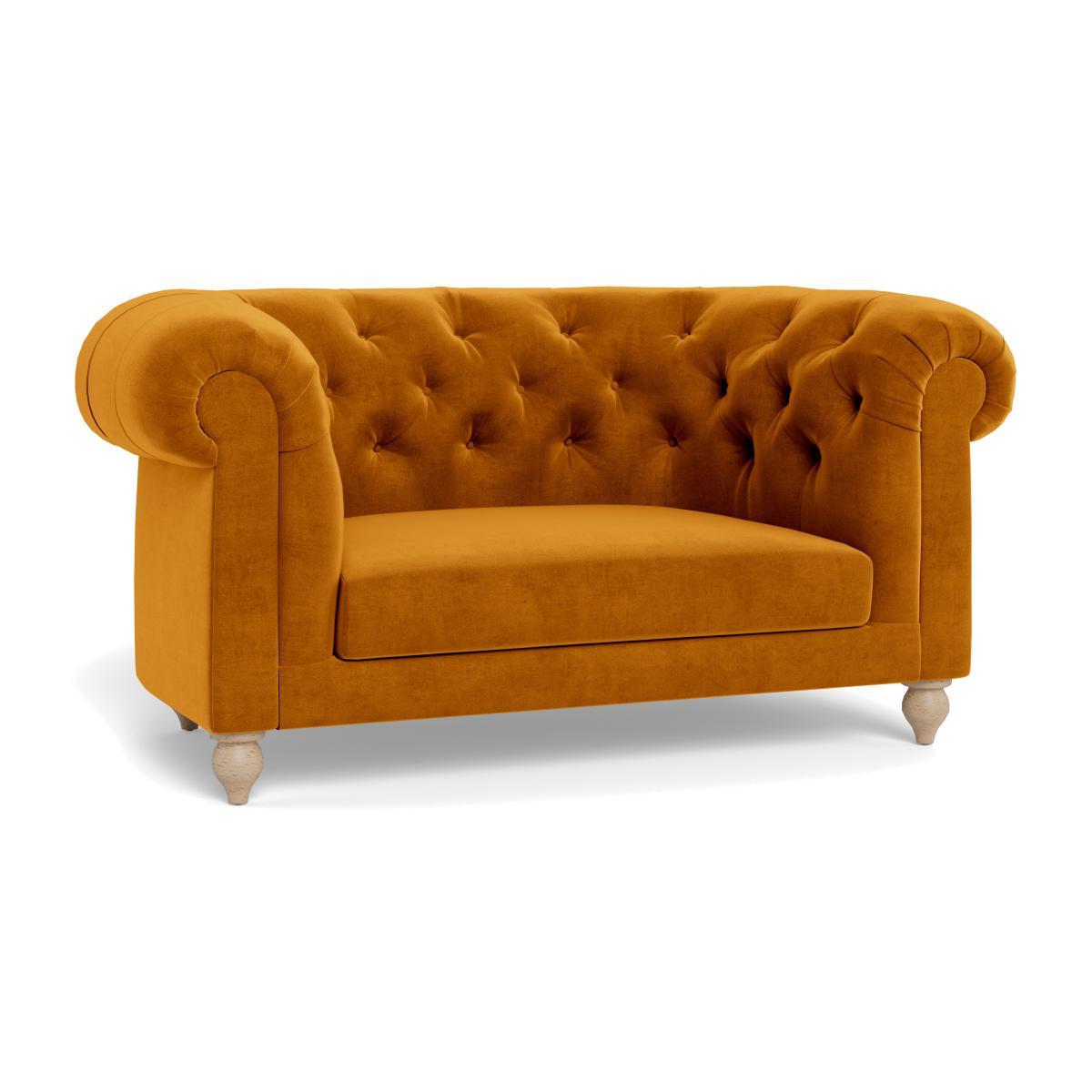 Heal's Fitzrovia Loveseat Smart Luxe Velvet Cognac Black Feet - Heal's UK Furniture – image 1