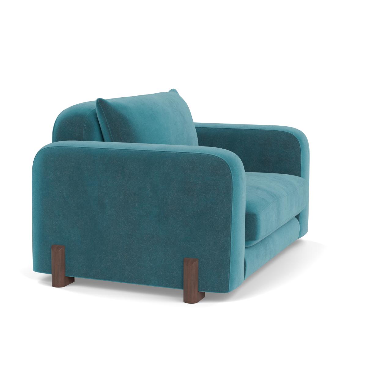 Heal's Nuvola Loveseat Smart Luxe Velvet Airforce Walnut Stained Feet – image 2