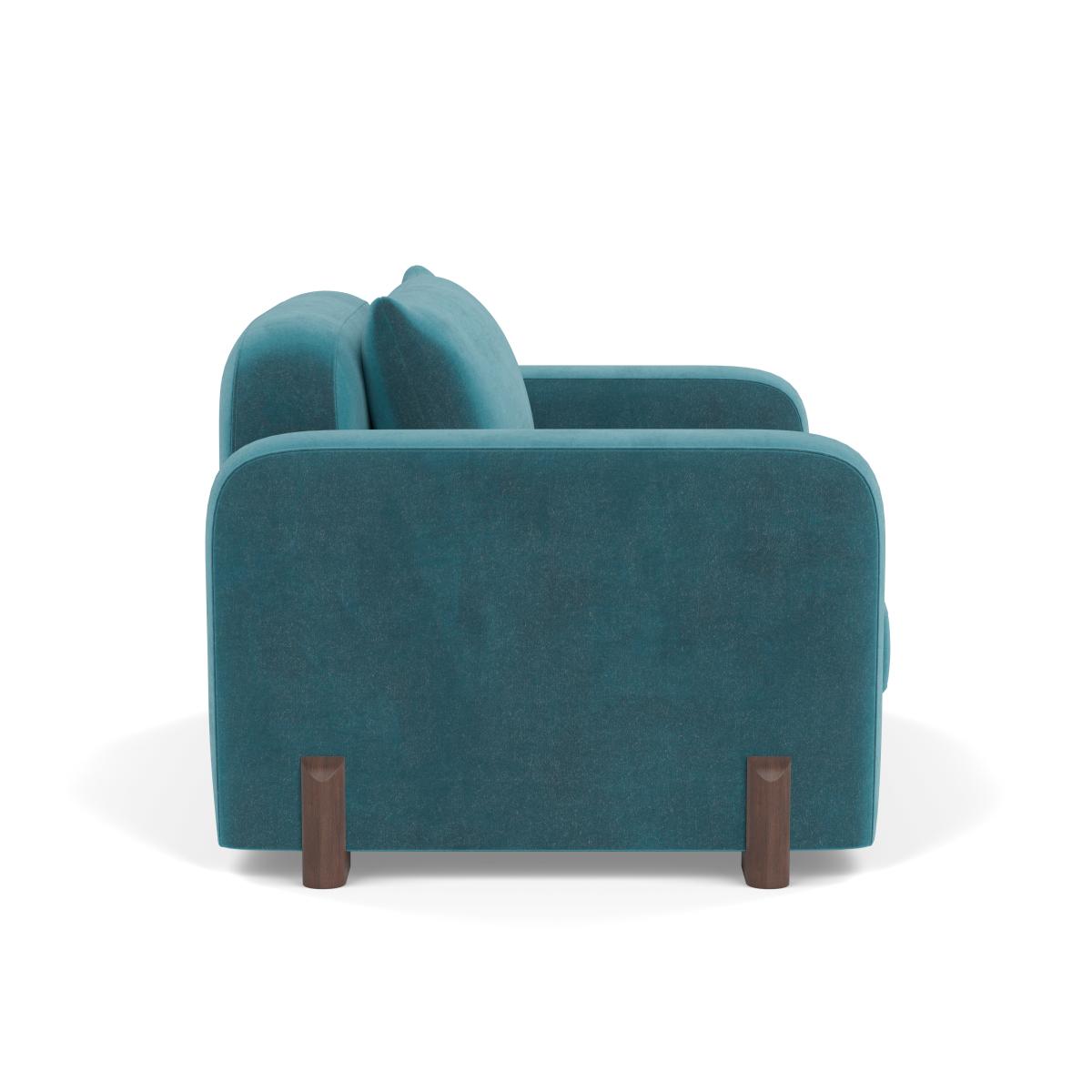 Heal's Nuvola Loveseat Smart Luxe Velvet Airforce Walnut Stained Feet – image 3