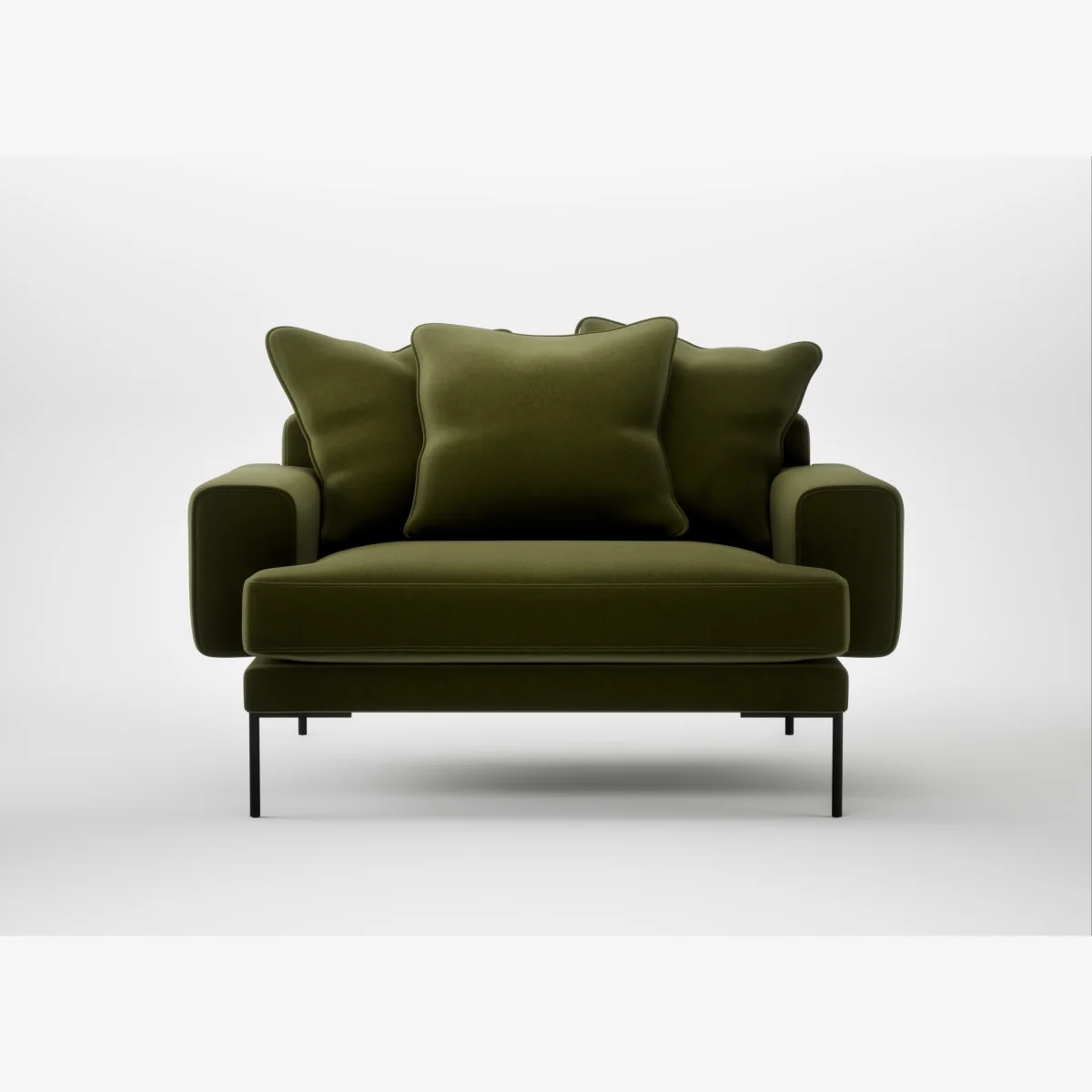 Heal's Torrington Loveseat Cotton Velvet Evergreen Black Feet – image 1