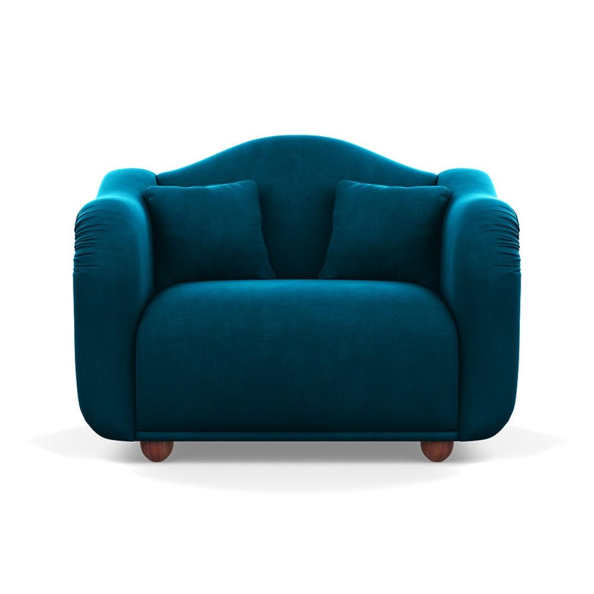 Heal's Tetbury Loveseat Velvet Teal Walnut Stained Beech Feet – image 2