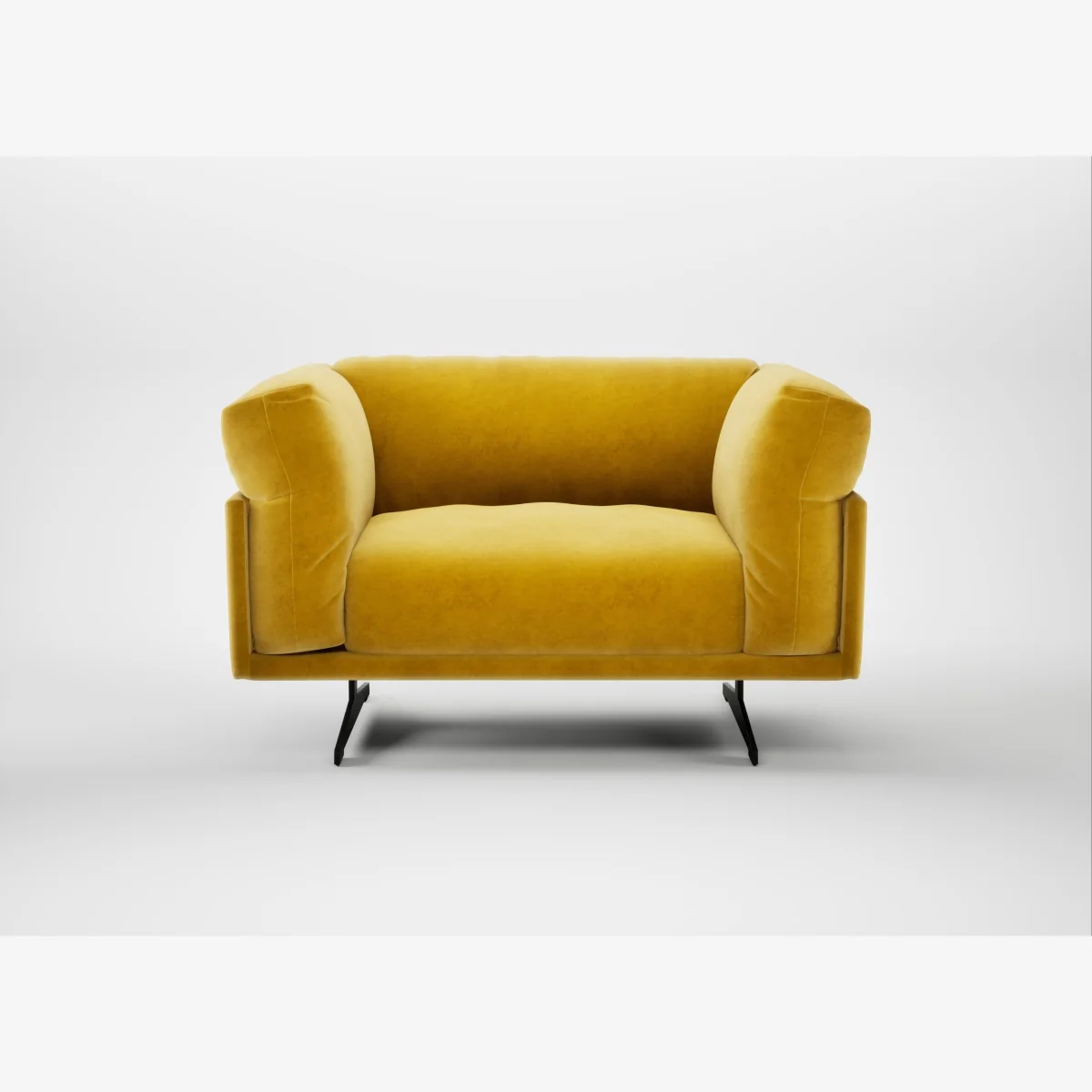 Heal's Novara Loveseat Smart Luxe Velvet Canary Black Feet – image 1