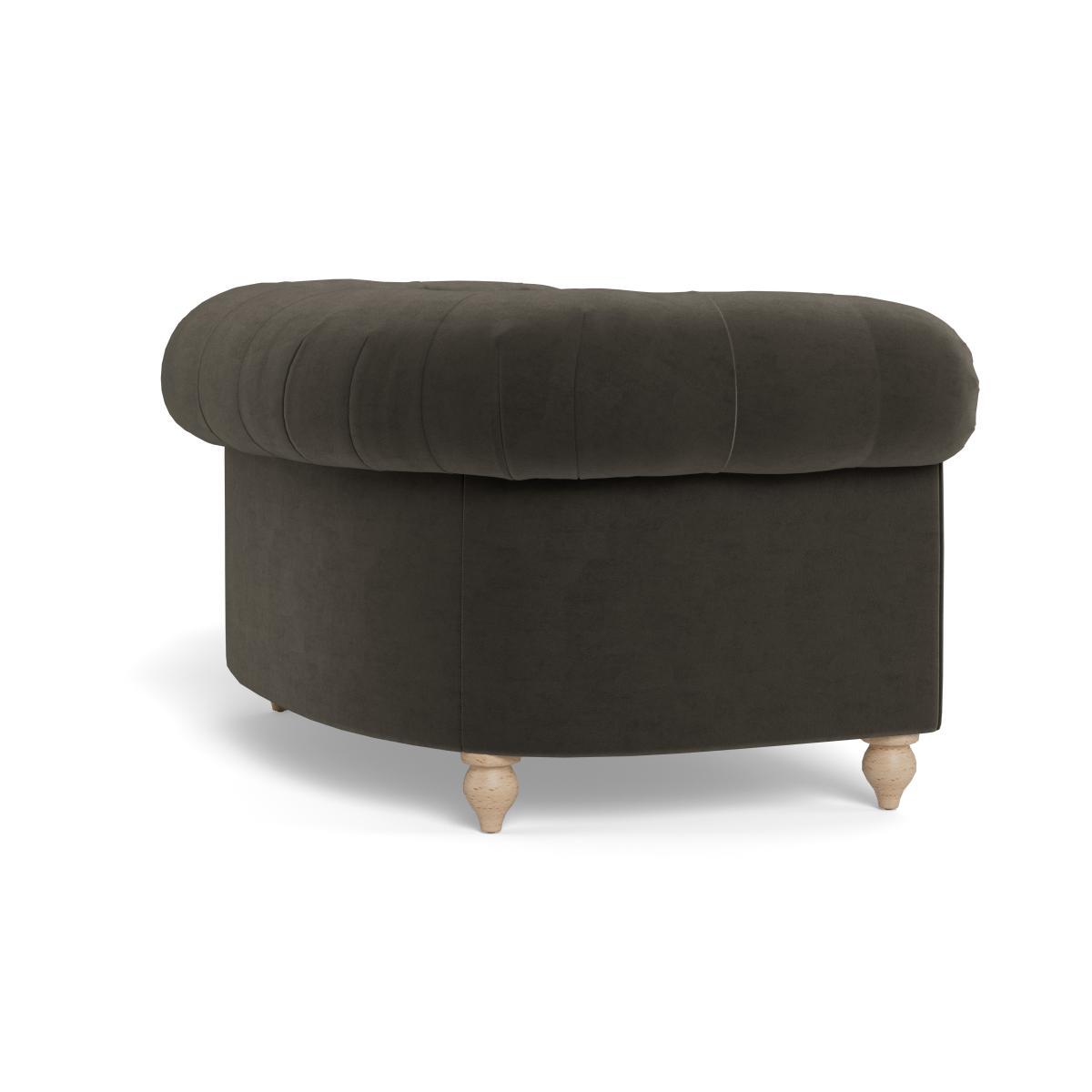 Heal's Fitzrovia Loveseat Velvet Charcoal Chestnut Stain Feet - Heal's UK Bedroom Furniture – image 4