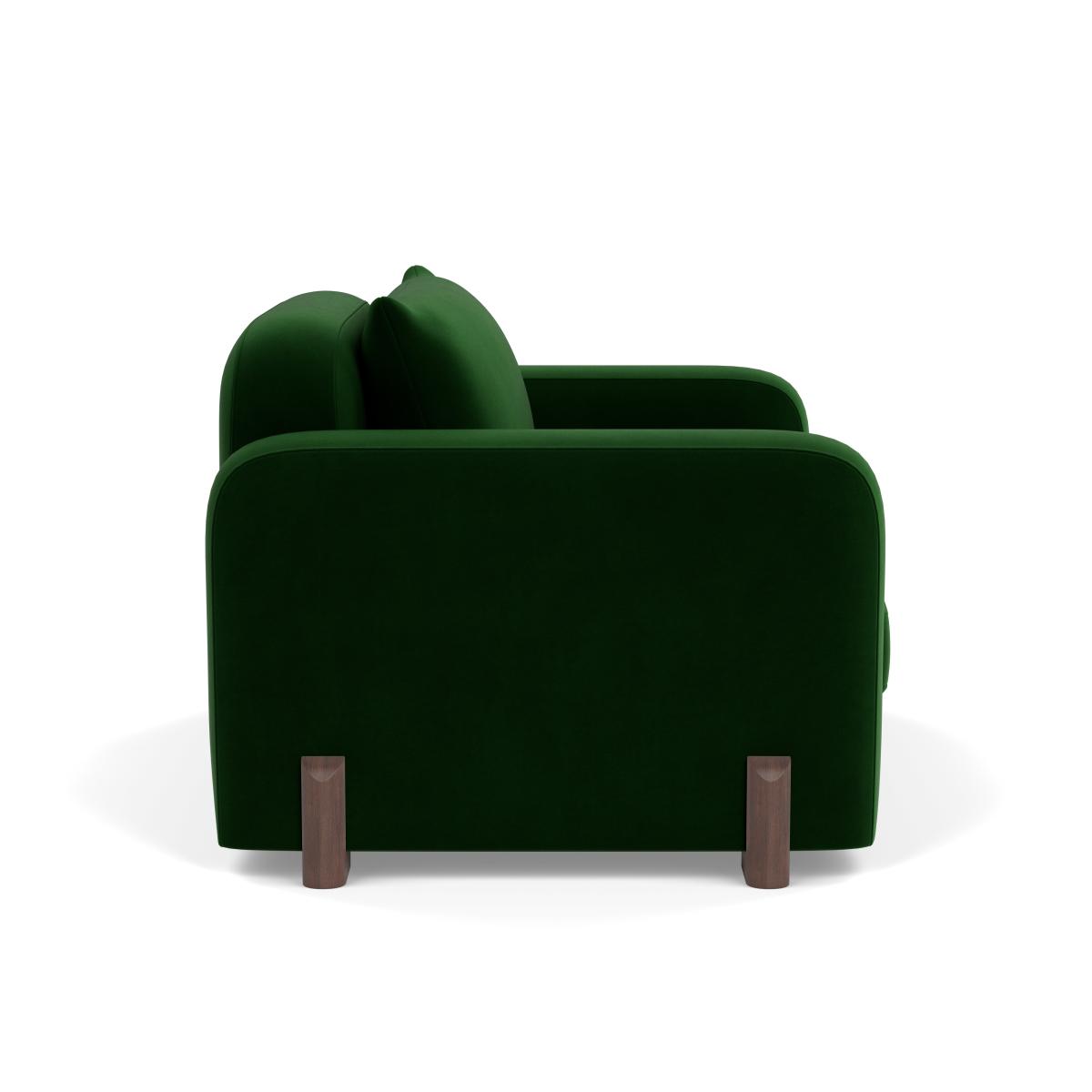 Heal's Nuvola Loveseat Smart Velvet Forest Walnut Stained Feet – image 3