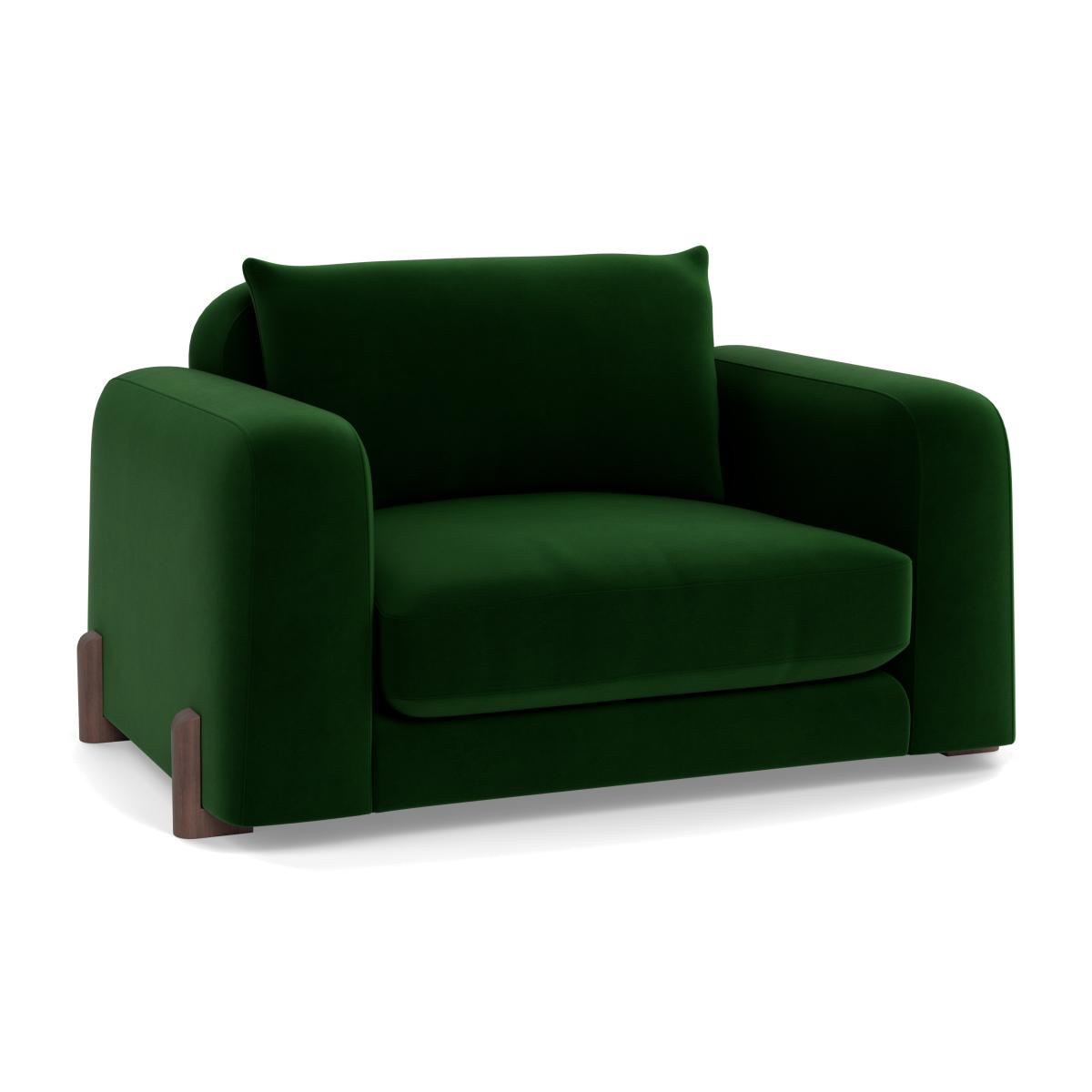 Heal's Nuvola Loveseat Smart Velvet Forest Walnut Stained Feet – image 1