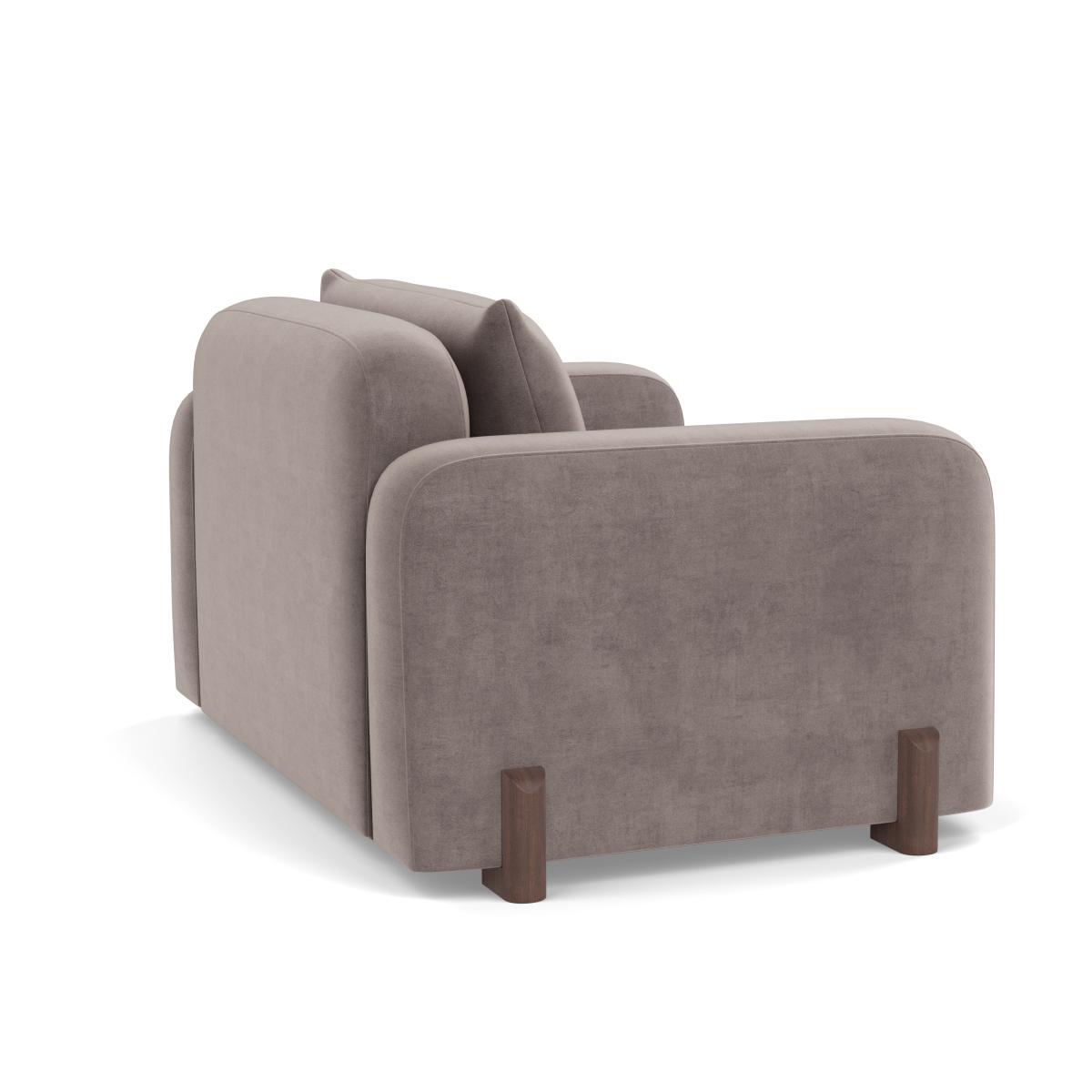Heal's Nuvola Loveseat Smart Luxe Velvet Mushroom Walnut Stained Feet – image 4