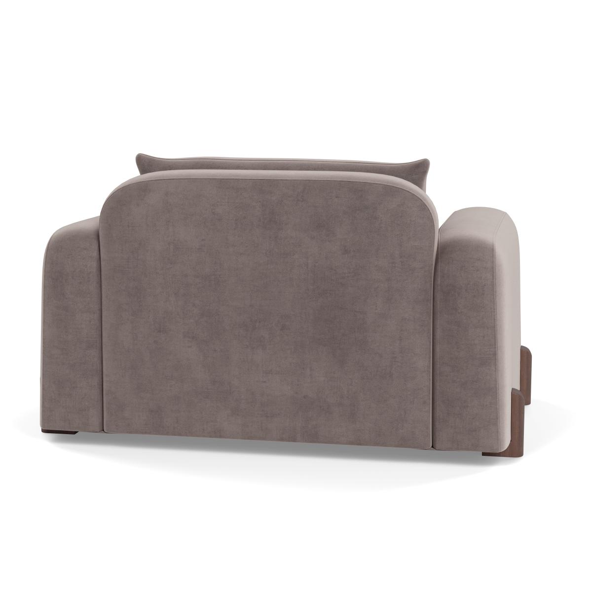 Heal's Nuvola Loveseat Smart Luxe Velvet Mushroom Walnut Stained Feet – image 5