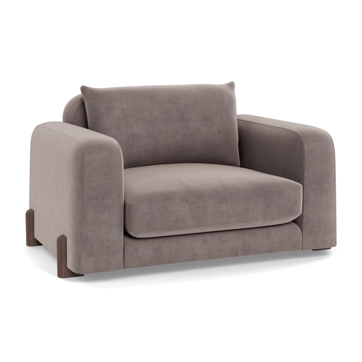 Heal's Nuvola Loveseat Smart Luxe Velvet Mushroom Walnut Stained Feet – image 1