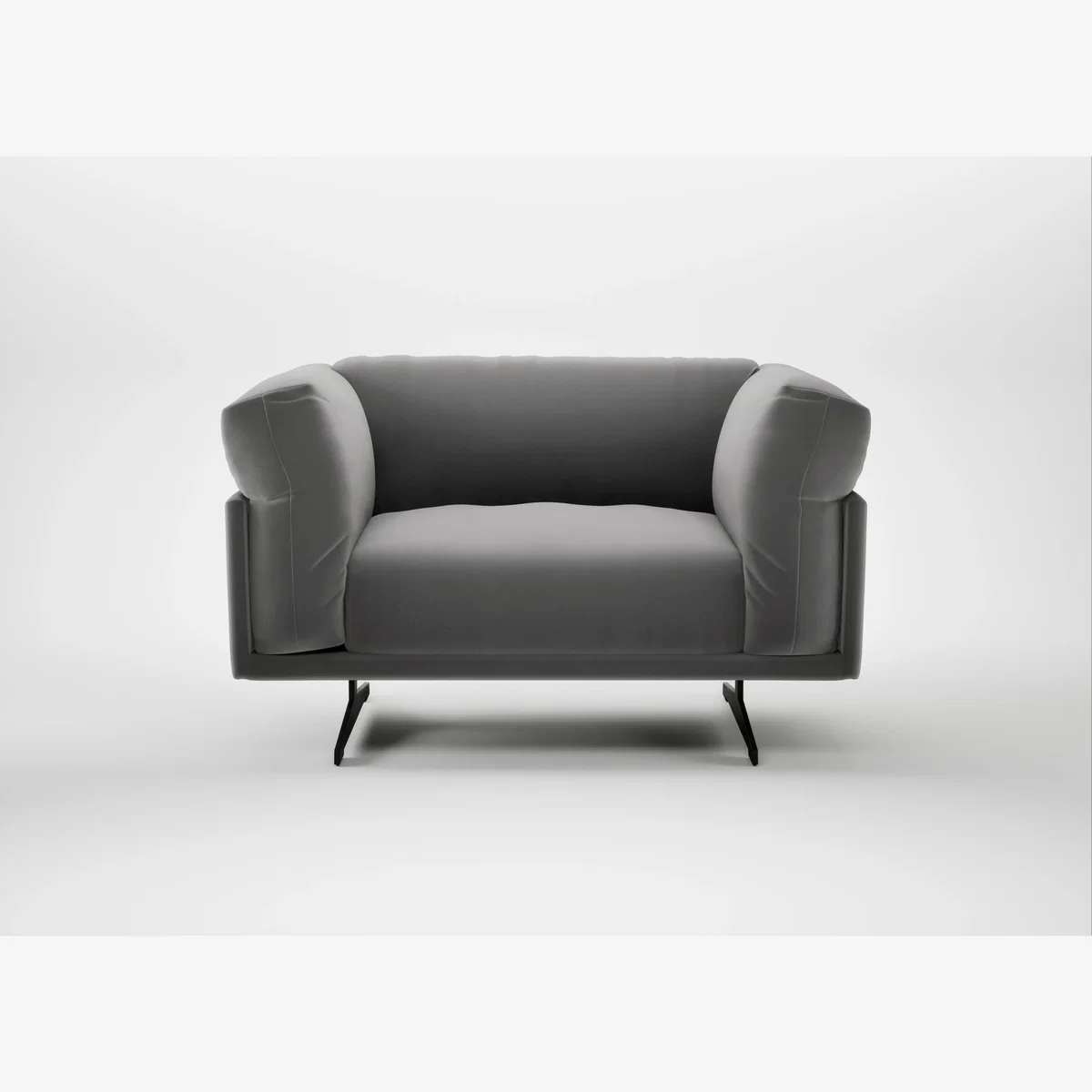 Heal's Novara Loveseat Smart Velvet Mercury Black Feet – image 1