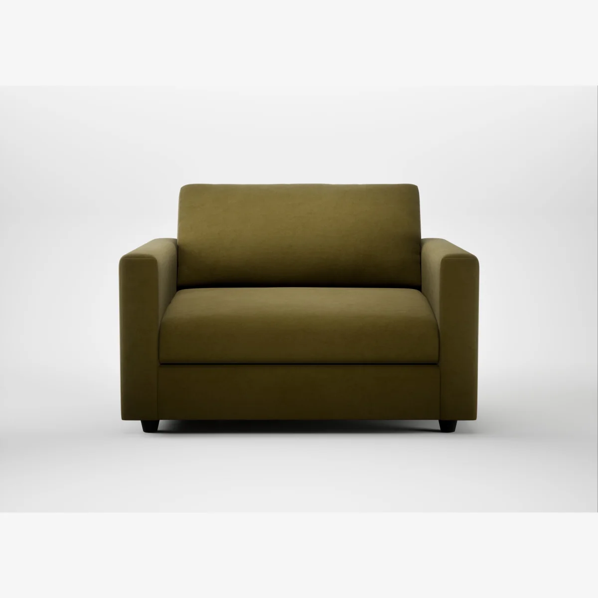 Heal's Nimbus II Loveseat Wool Velvet Olive Black Feet – image 1