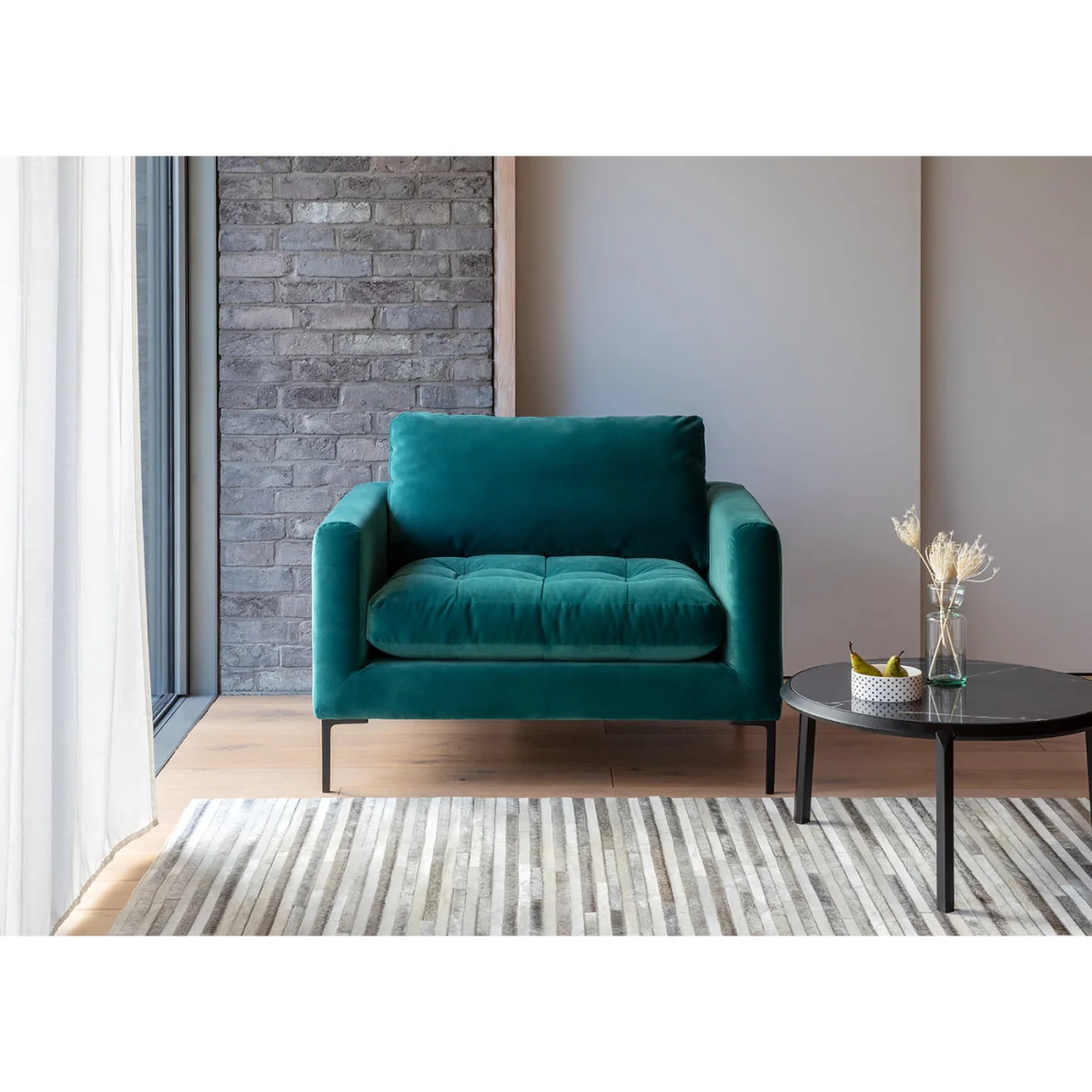 Heal's Eton Loveseat Wool Velvet Camel Black Feet – image 2