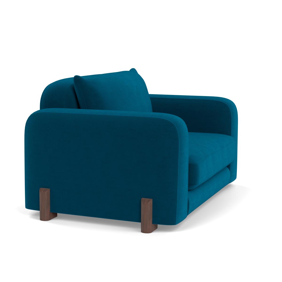 Heal's Nuvola Loveseat Velvet Teal Walnut Stained Feet – image 2