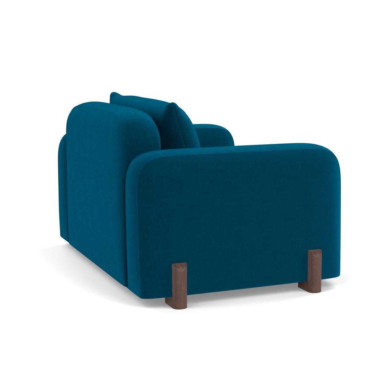 Heal's Nuvola Loveseat Velvet Teal Walnut Stained Feet – image 4