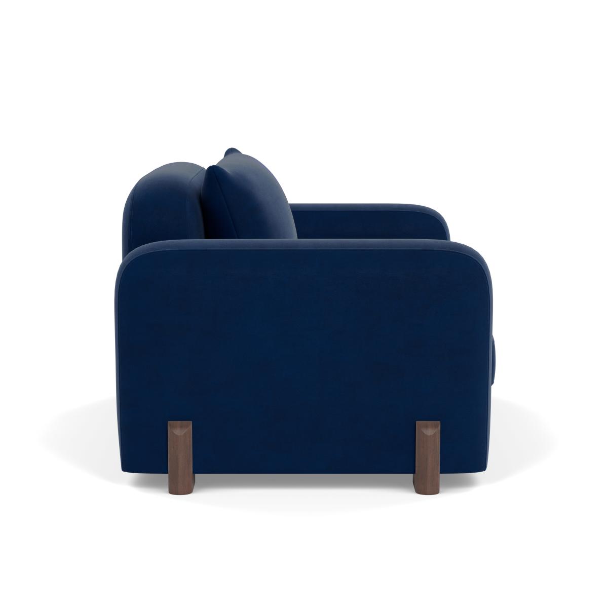 Heal's Nuvola Loveseat Velvet Midnight Walnut Stained Feet – image 3
