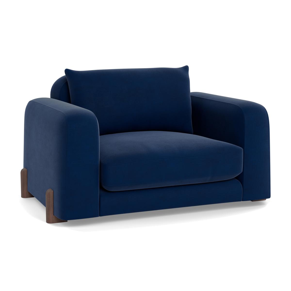 Heal's Nuvola Loveseat Velvet Midnight Walnut Stained Feet – image 1