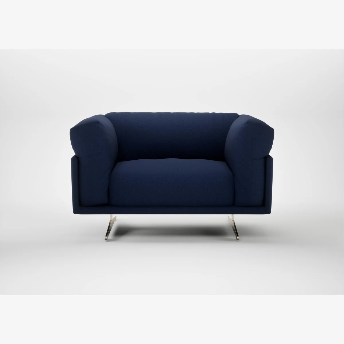Heal's Novara Loveseat Melton Wool New Navy Stainless Steel Feet – image 1