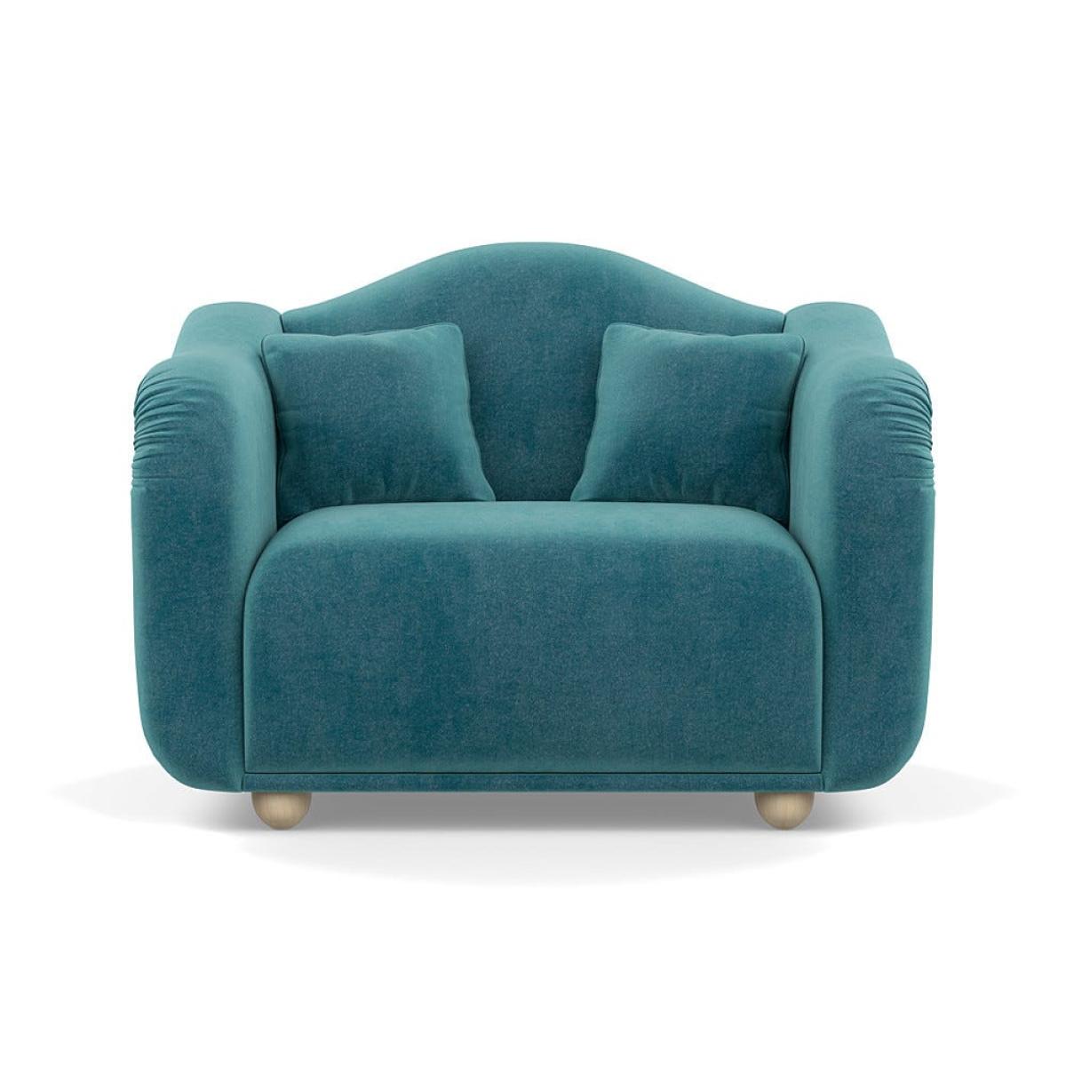 Heal's Tetbury Loveseat Smart Luxe Velvet Airforce Blue  Natural Beech Feet – image 2