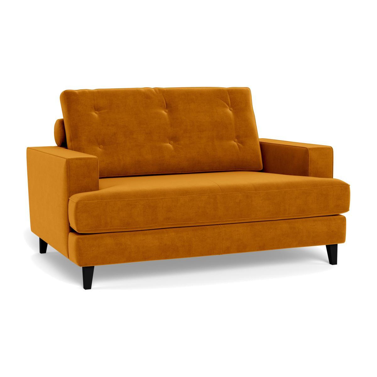 Heal's Mistral Loveseat Smart Luxe Velvet Cognac Black Feet - Heal's UK Furniture – image 1