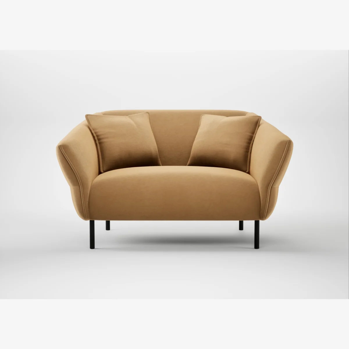 Heal's Alto Loveseat Wool Velvet Camel Black Feet – image 1