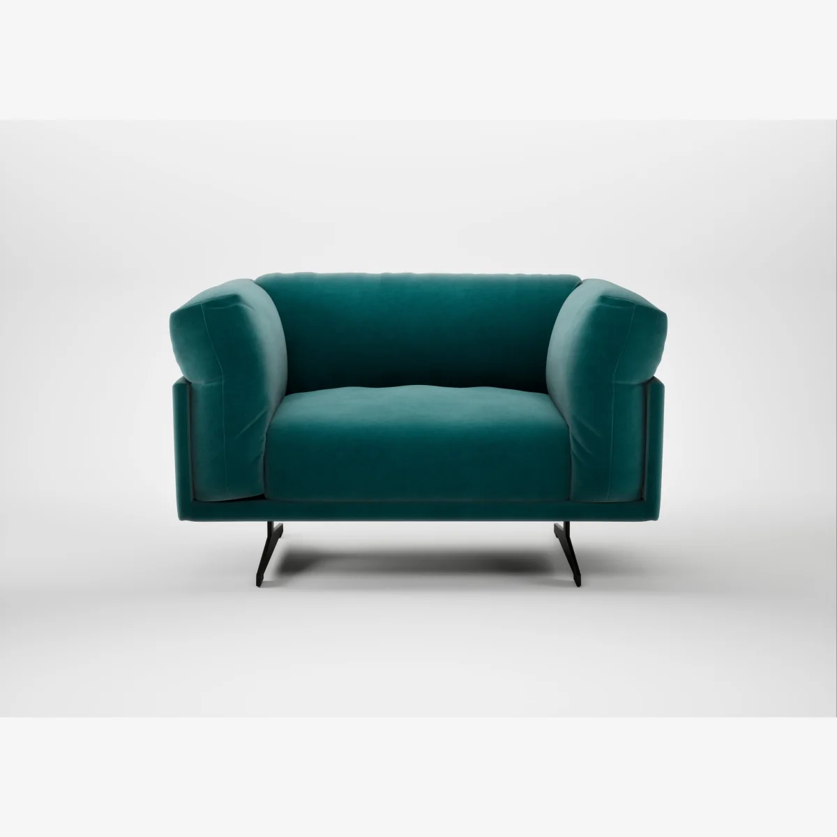 Heal's Novara Loveseat Smart Luxe Velvet Ocean Green Black Feet – image 1