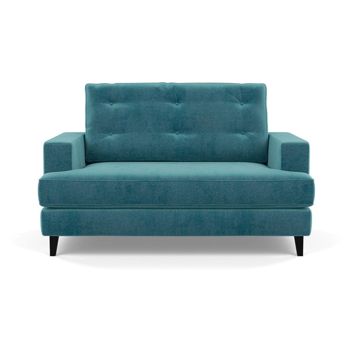 Heal's Mistral Loveseat Smart Luxe Velvet Airforce Blue Black Feet – image 2