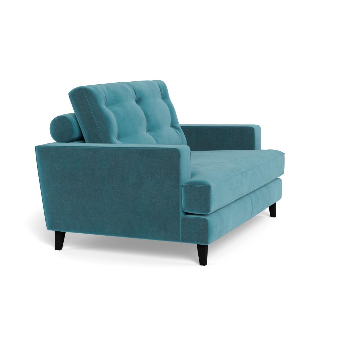 Heal's Mistral Loveseat Smart Luxe Velvet Airforce Blue Black Feet – image 3