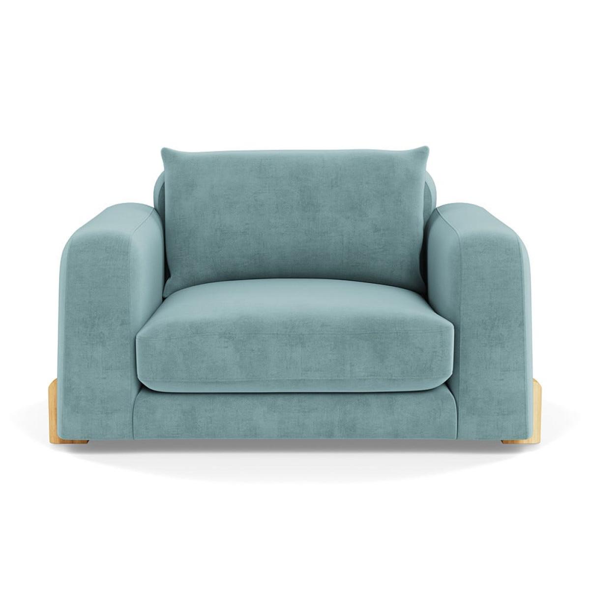 Heal's Nuvola Loveseat Smart Luxe Velvet Mineral Blue Natural Feet – image 2