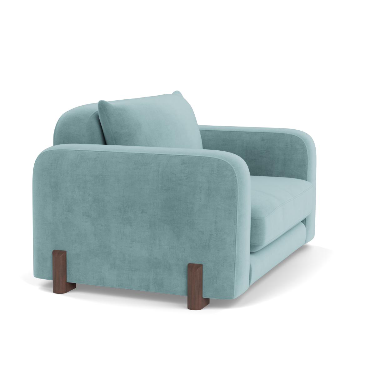 Heal's Nuvola Loveseat Smart Luxe Velvet Mineral Blue Natural Feet – image 3