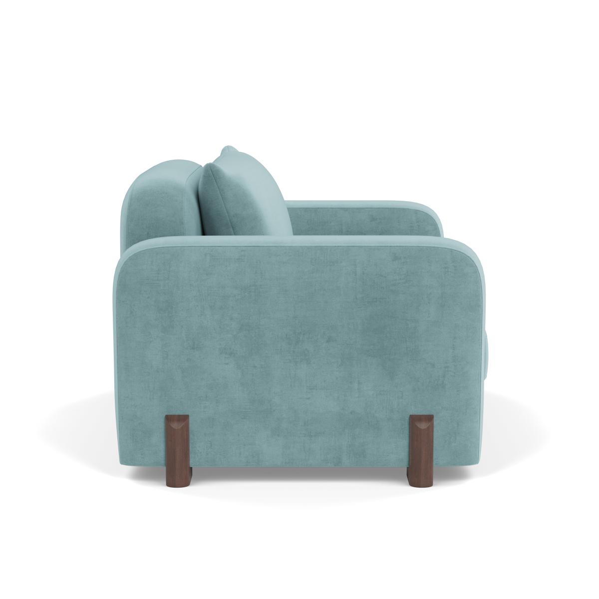 Heal's Nuvola Loveseat Smart Luxe Velvet Mineral Blue Natural Feet – image 4