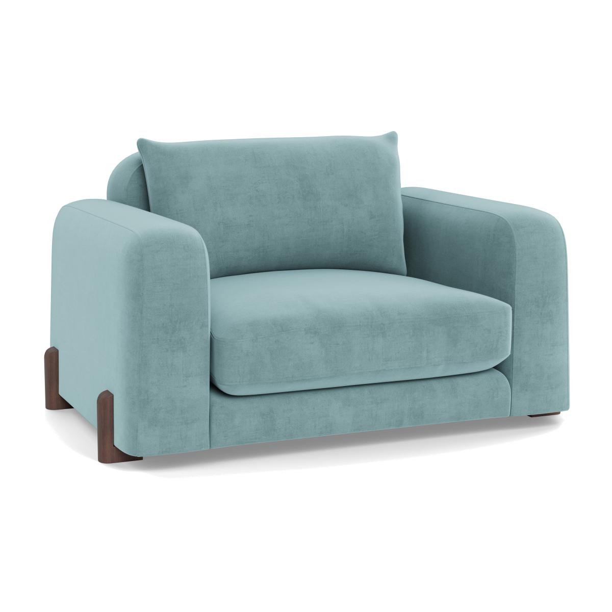 Heal's Nuvola Loveseat Smart Luxe Velvet Mineral Blue Natural Feet – image 1