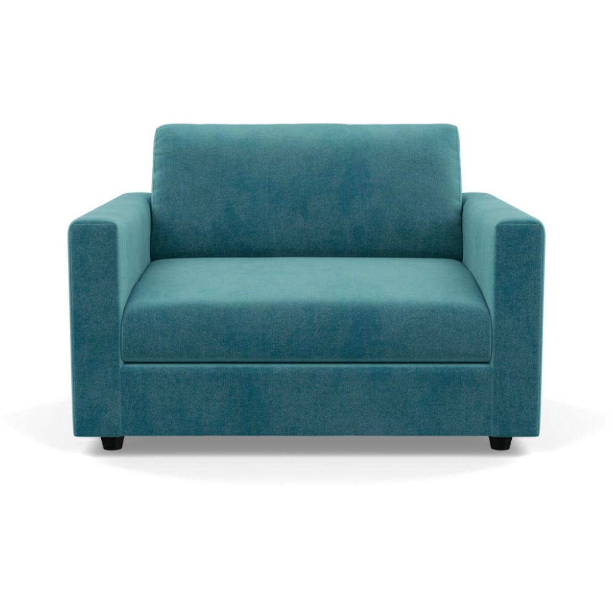 Heal's Nimbus II Loveseat Smart Luxe Velvet Airforce Blue Black Feet – image 2