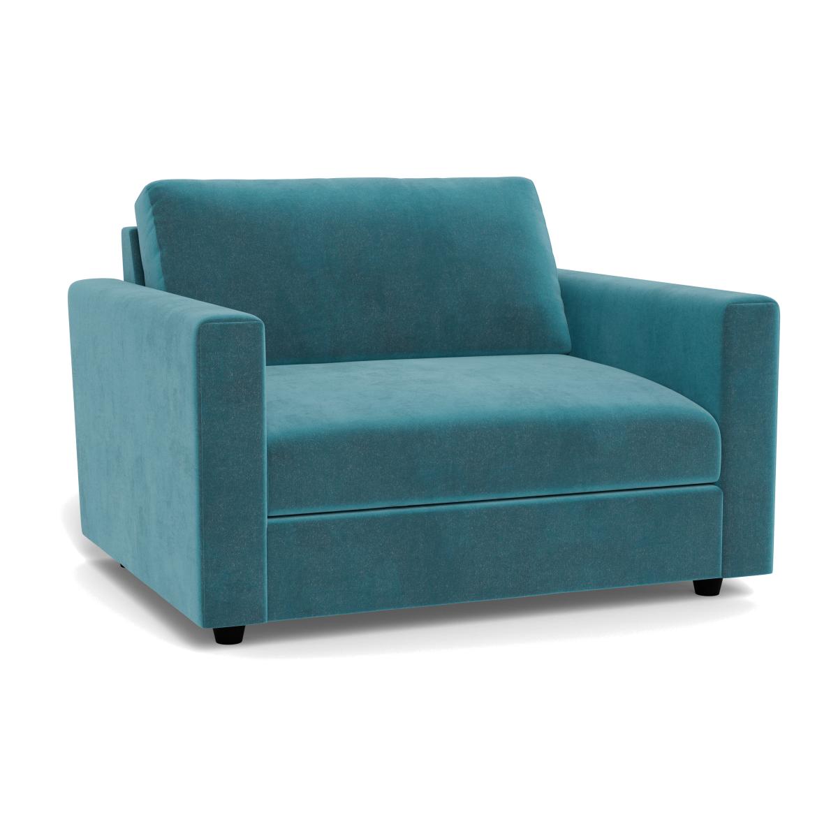 Heal's Nimbus II Loveseat Smart Luxe Velvet Airforce Blue Black Feet – image 1