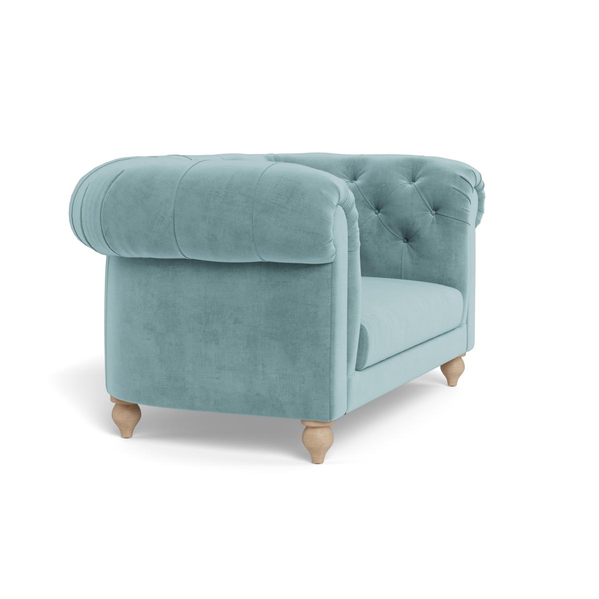 Heal's Fitzrovia Loveseat Smart Luxe Velvet Mineral Blue Natural Feet – image 3