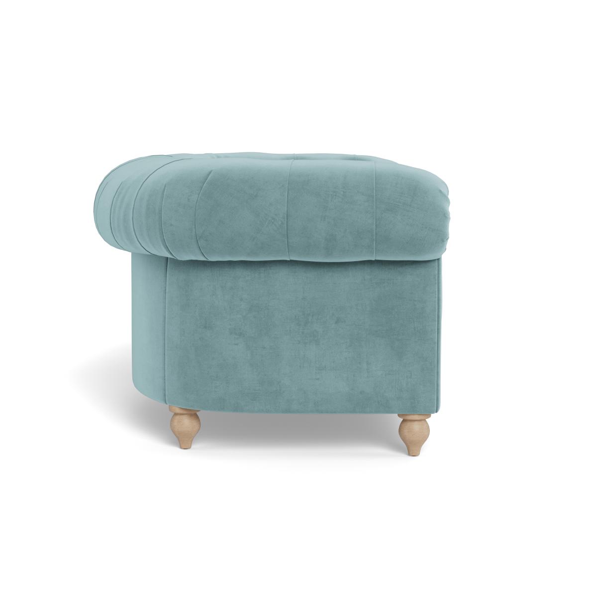 Heal's Fitzrovia Loveseat Smart Luxe Velvet Mineral Blue Natural Feet – image 4