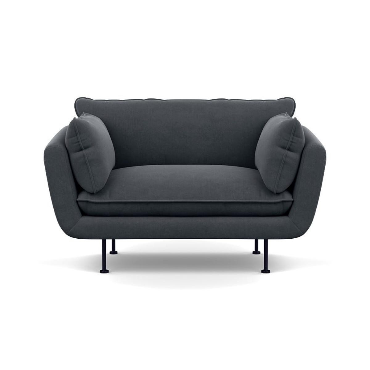 Heal's Allora Loveseat Linen Dark Grey Black Feet – image 2