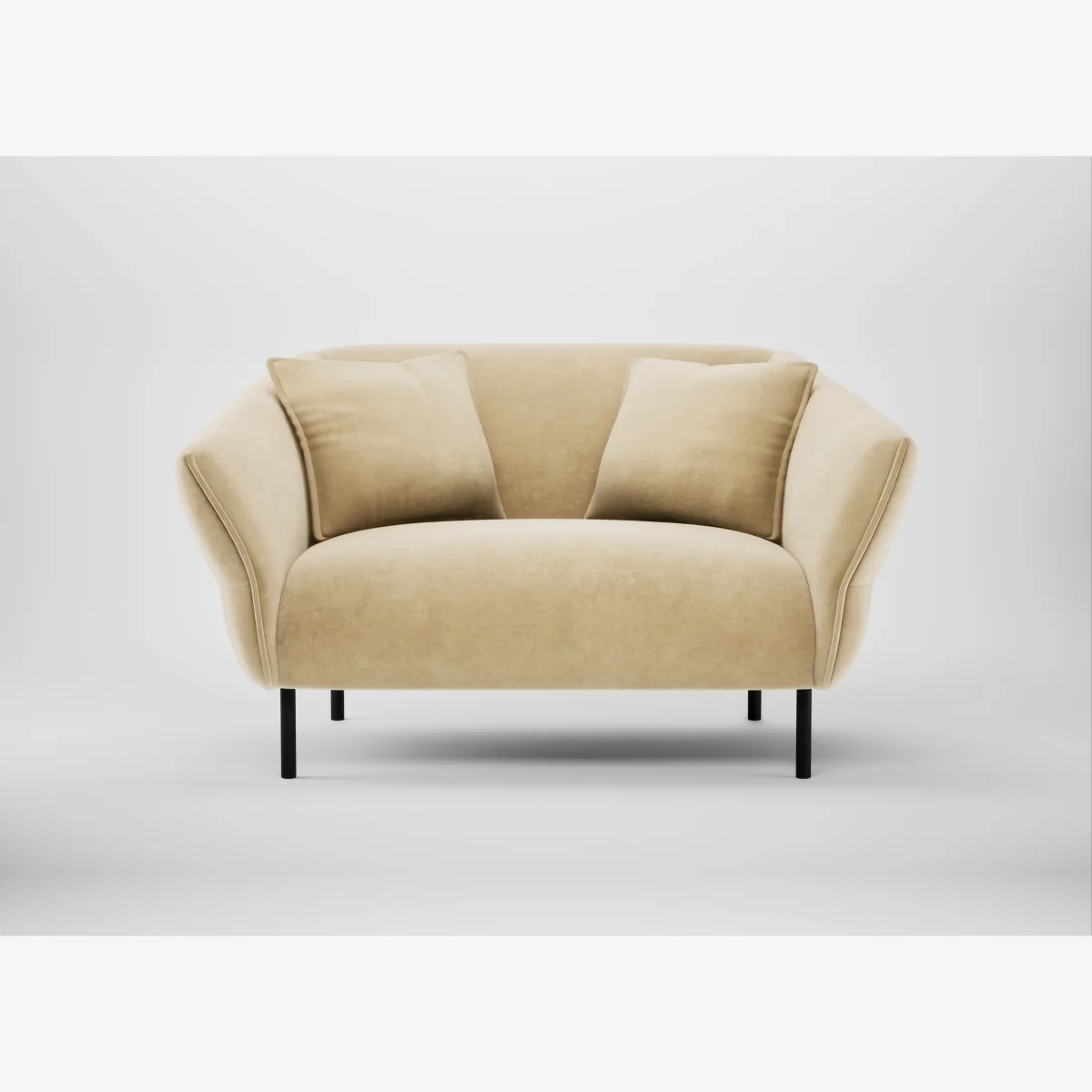 Heal's Alto Loveseat Smart Luxe Velvet Biscuit Black Feet – image 1