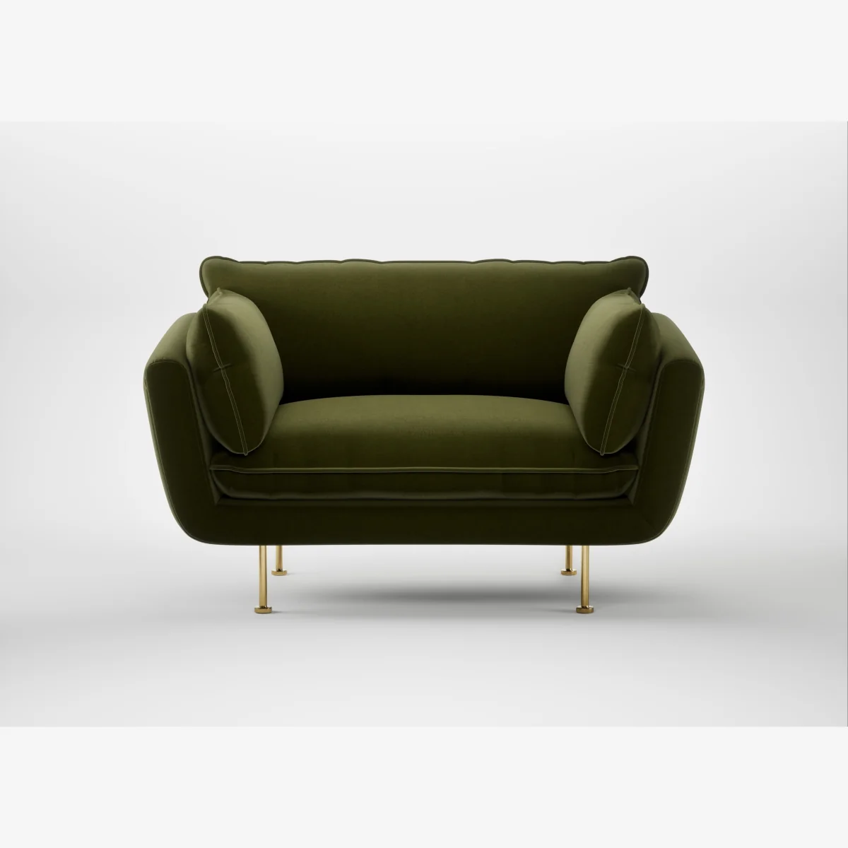 Heal's Allora Loveseat Cotton Velvet Evergreen Brass Feet – image 1