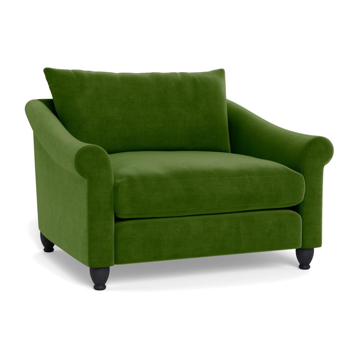Heal's Devon Loveseat Smart Luxe Velvet Grass Dark Brown Stain Beech Feet - Heal's UK Furniture – image 1