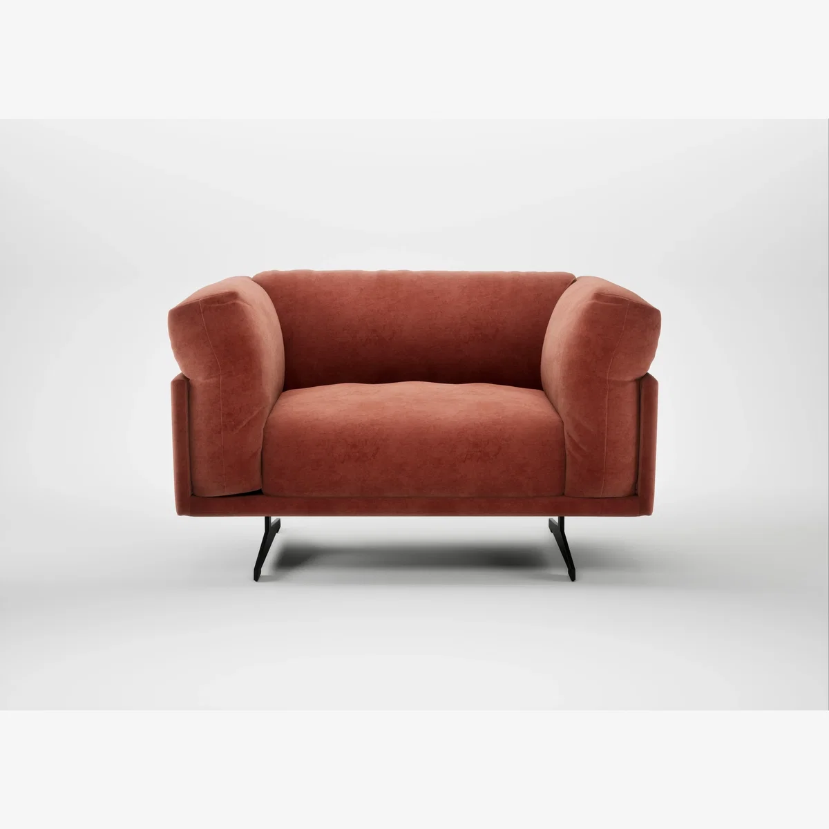 Heal's Novara Loveseat Smart Luxe Velvet Tawny Black Feet – image 1